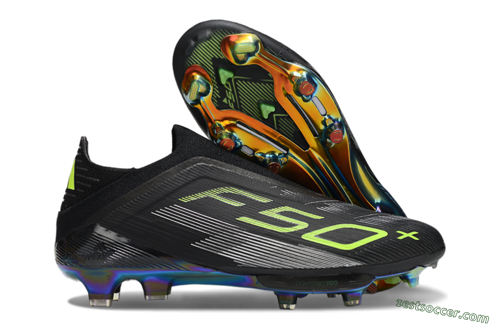 Adidas F50+ Elite Lightstrike Pro Laceless FG Low-Tops Soccer Cleats - Black/Yellow/Silver 0