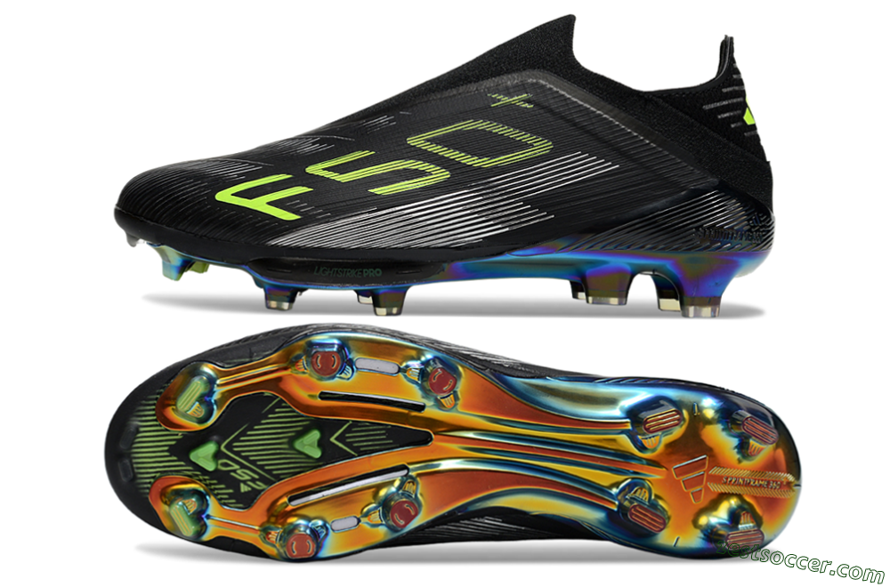Adidas F50+ Elite Lightstrike Pro Laceless FG Low-Tops Soccer Cleats - Black/Yellow/Silver 1