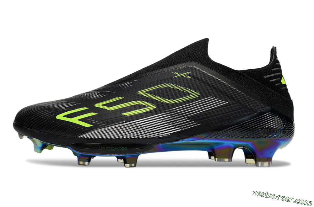 Adidas F50+ Elite Lightstrike Pro Laceless FG Low-Tops Soccer Cleats - Black/Yellow/Silver 2