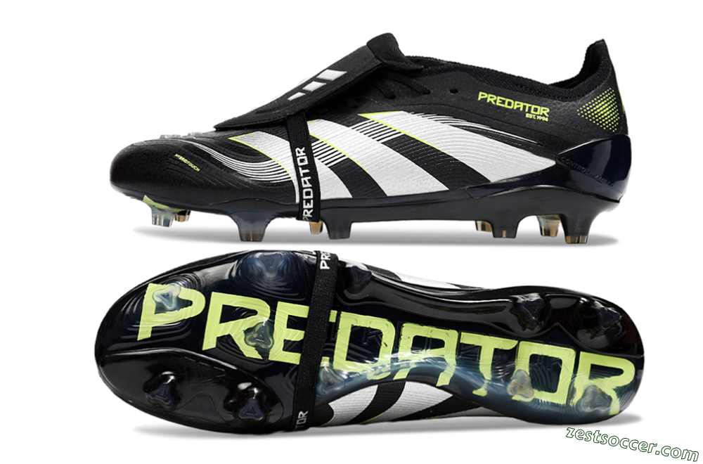 Adidas Predator 25 Elite Foldover Tongue FG Low-Tops Soccer Cleats - Black/White/Yellow 1