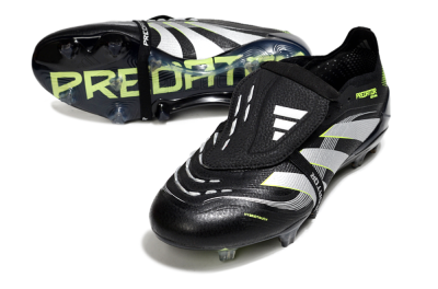 Adidas Predator 25 Elite Foldover Tongue FG Low-Tops Soccer Cleats - Black/White/Yellow