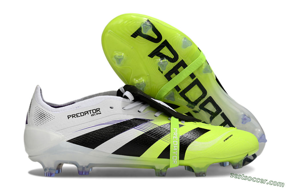 Adidas Predator 25 Elite Foldover Tongue FG Low-Tops Soccer Cleats - White/Yellow/Black 0