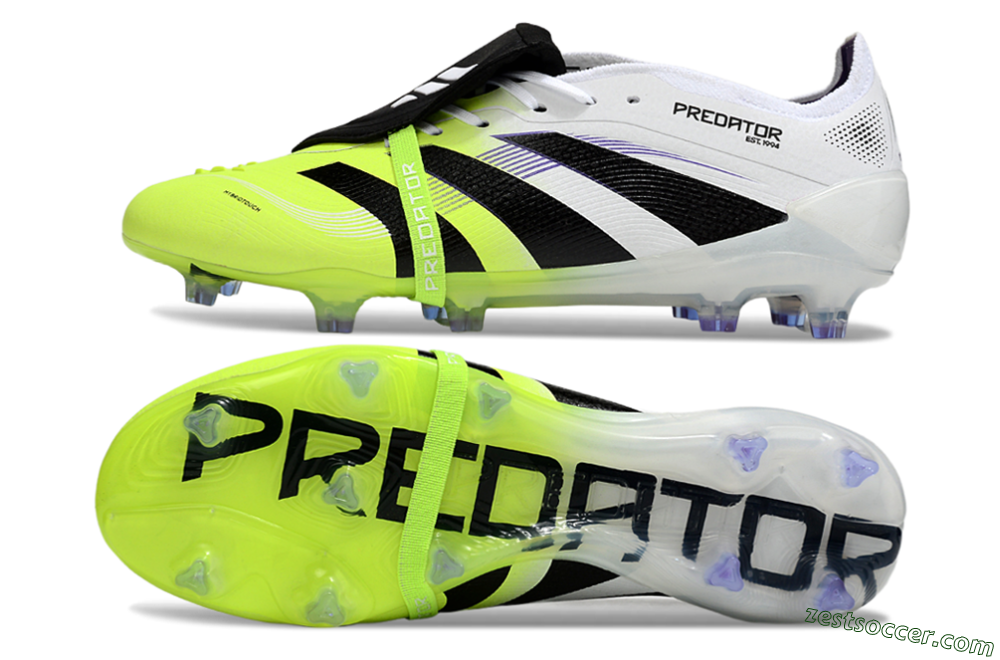 Adidas Predator 25 Elite Foldover Tongue FG Low-Tops Soccer Cleats - White/Yellow/Black 1