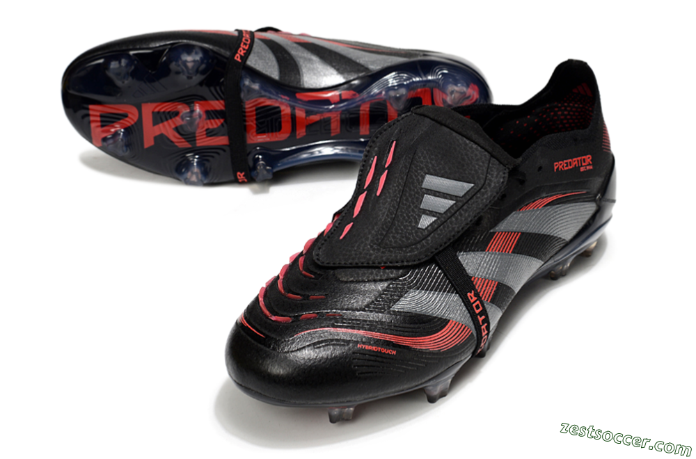 Adidas Predator 25 Elite Foldover Tongue FG Low-Tops Soccer Cleats - Black/Silver/Red 3