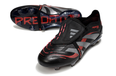 Adidas Predator 25 Elite Foldover Tongue FG Low-Tops Soccer Cleats - Black/Silver/Red
