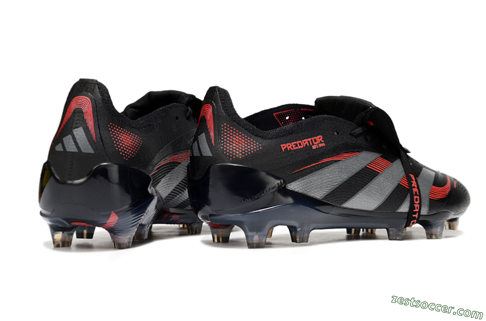 Adidas Predator 25 Elite Foldover Tongue FG Low-Tops Soccer Cleats - Black/Silver/Red 6