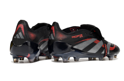 Adidas Predator 25 Elite Foldover Tongue FG Low-Tops Soccer Cleats - Black/Silver/Red