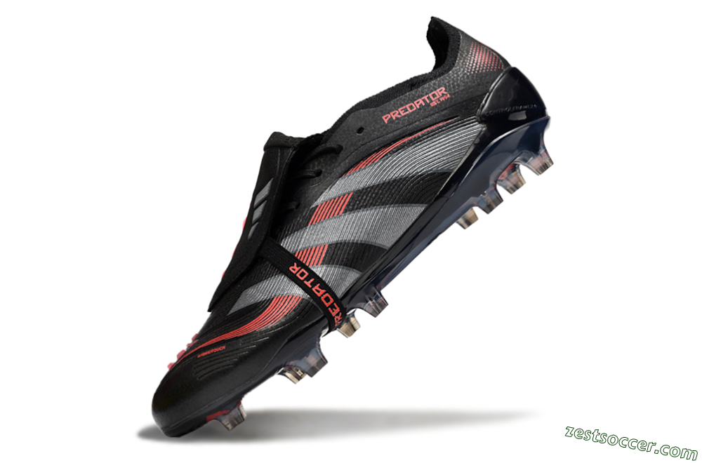 Adidas Predator 25 Elite Foldover Tongue FG Low-Tops Soccer Cleats - Black/Silver/Red 5