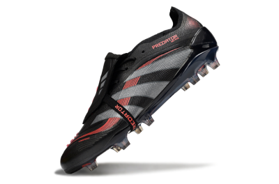 Adidas Predator 25 Elite Foldover Tongue FG Low-Tops Soccer Cleats - Black/Silver/Red