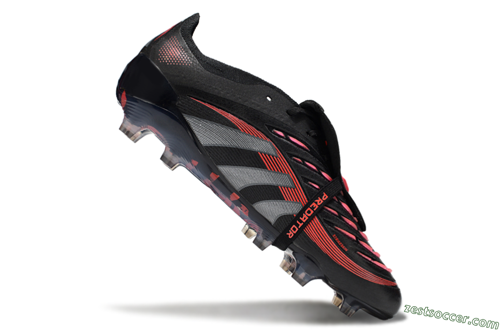 Adidas Predator 25 Elite Foldover Tongue FG Low-Tops Soccer Cleats - Black/Silver/Red 4