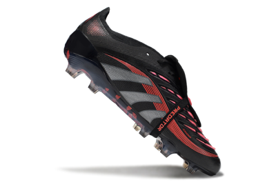 Adidas Predator 25 Elite Foldover Tongue FG Low-Tops Soccer Cleats - Black/Silver/Red