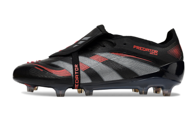 Adidas Predator 25 Elite Foldover Tongue FG Low-Tops Soccer Cleats - Black/Silver/Red