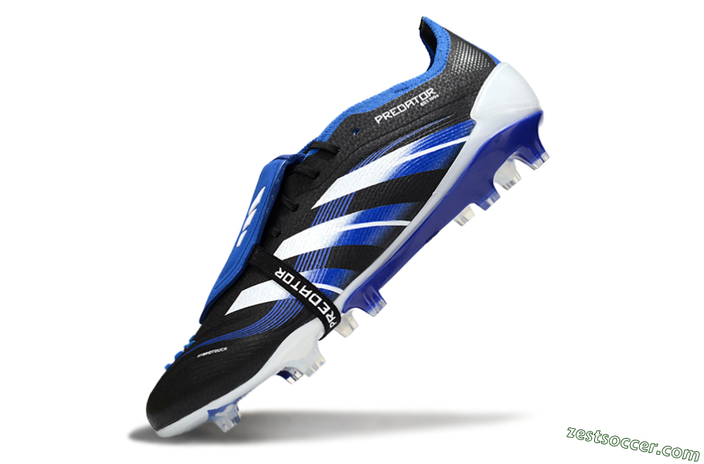 Adidas Predator 25 Elite Foldover Tongue FG Low-Tops Soccer Cleats - Black/White/Blue 5