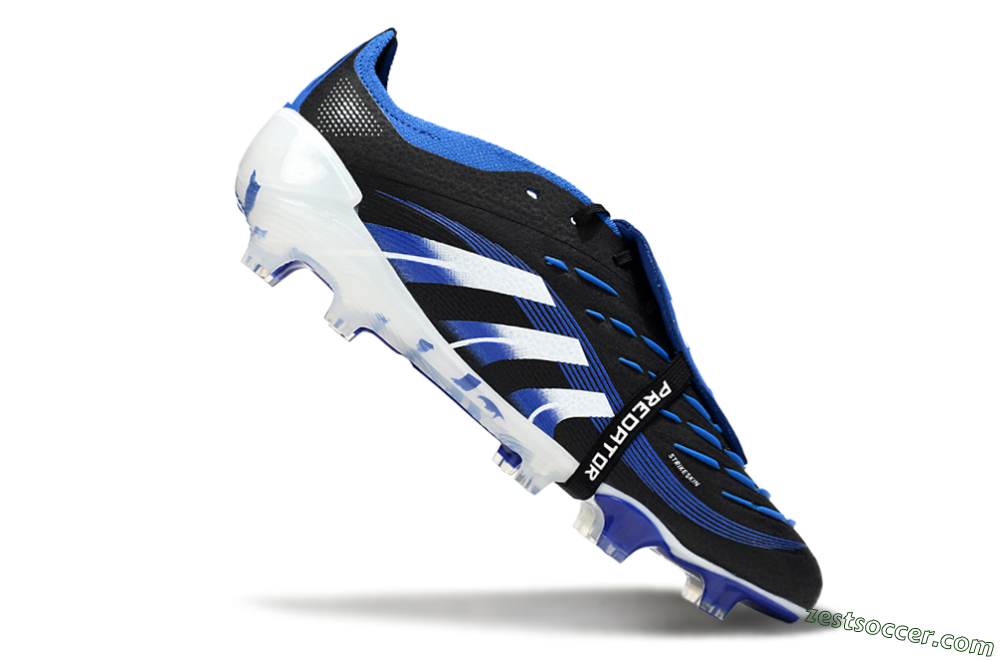 Adidas Predator 25 Elite Foldover Tongue FG Low-Tops Soccer Cleats - Black/White/Blue 4