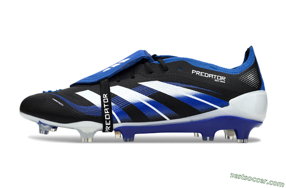 Adidas Predator 25 Elite Foldover Tongue FG Low-Tops Soccer Cleats - Black/White/Blue 2