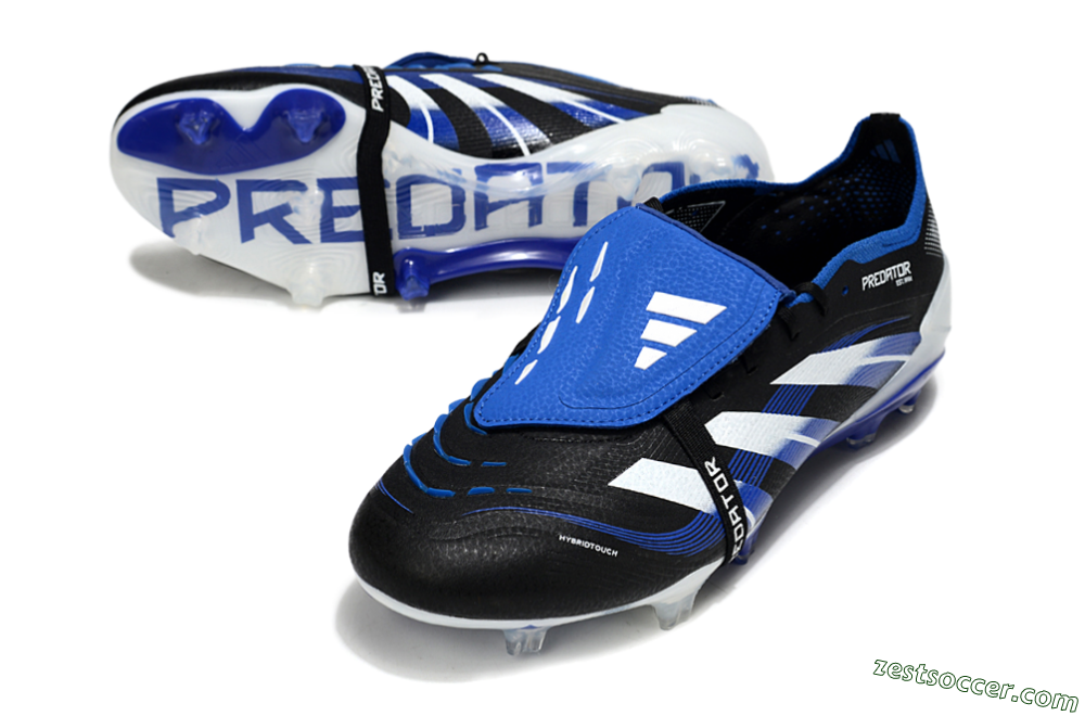 Adidas Predator 25 Elite Foldover Tongue FG Low-Tops Soccer Cleats - Black/White/Blue 3