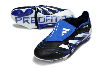 Adidas Predator 25 Elite Foldover Tongue FG Low-Tops Soccer Cleats - Black/White/Blue