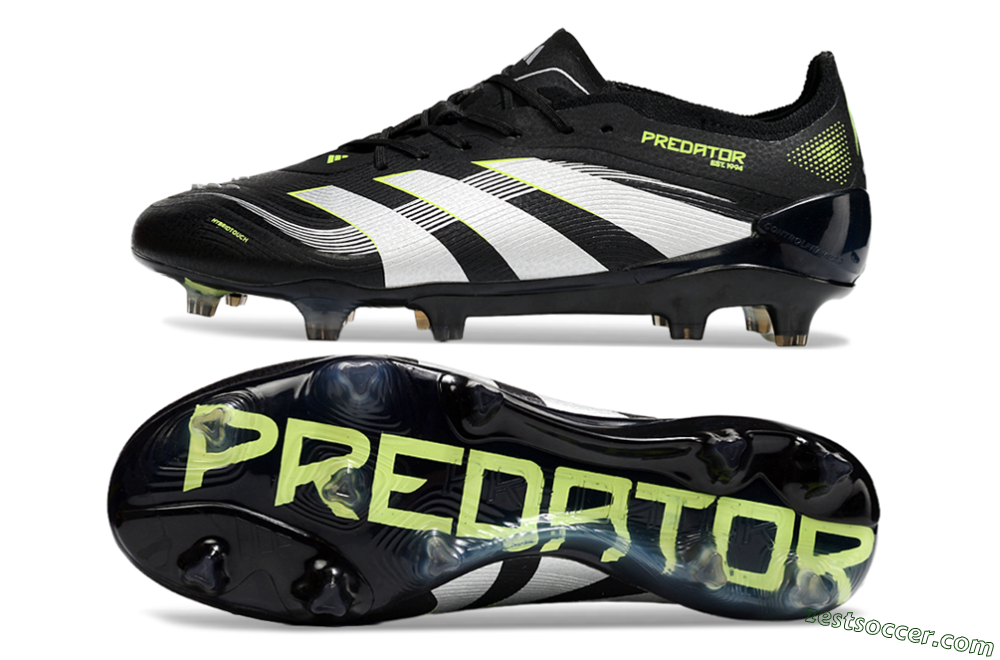 Adidas Predator 25 Elite FG Low-Tops Soccer Cleats - Black/White/Yellow 1