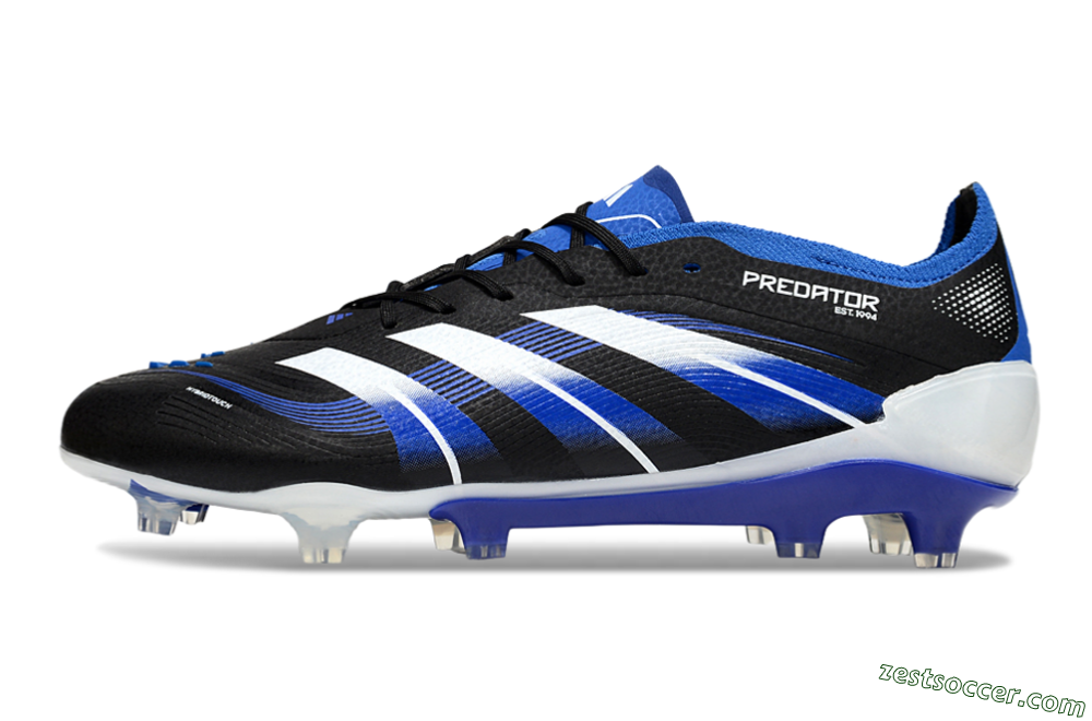 Adidas Predator 25 Elite FG Low-Tops Soccer Cleats - Black/White/Blue 2