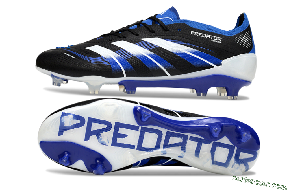 Adidas Predator 25 Elite FG Low-Tops Soccer Cleats - Black/White/Blue 1