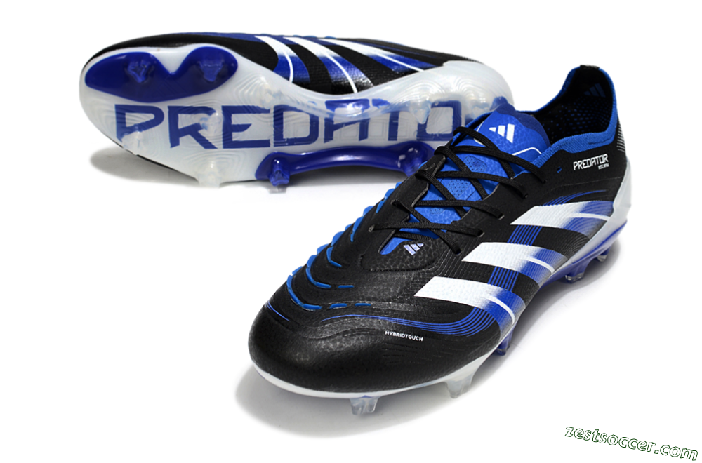 Adidas Predator 25 Elite FG Low-Tops Soccer Cleats - Black/White/Blue 3