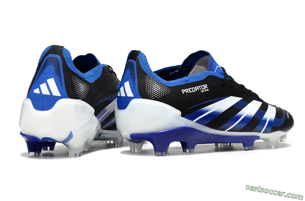 Adidas Predator 25 Elite FG Low-Tops Soccer Cleats - Black/White/Blue 6