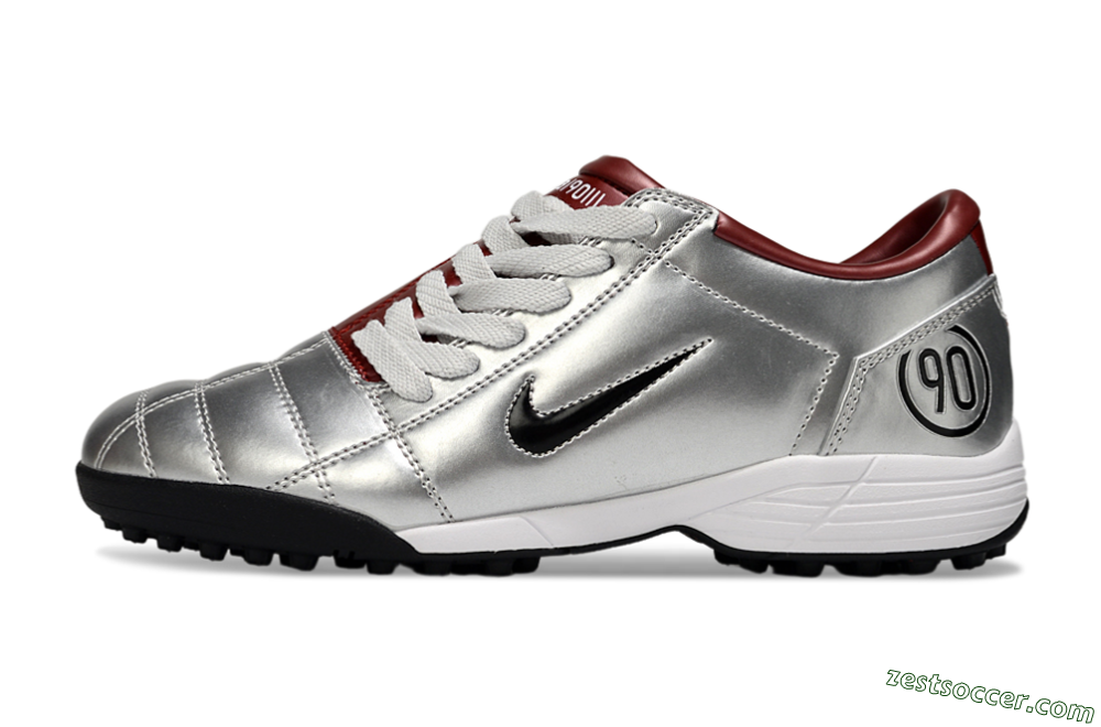 Nike Total 90 II TF Low-Tops Soccer Shoes - Silver/Black/Red 2