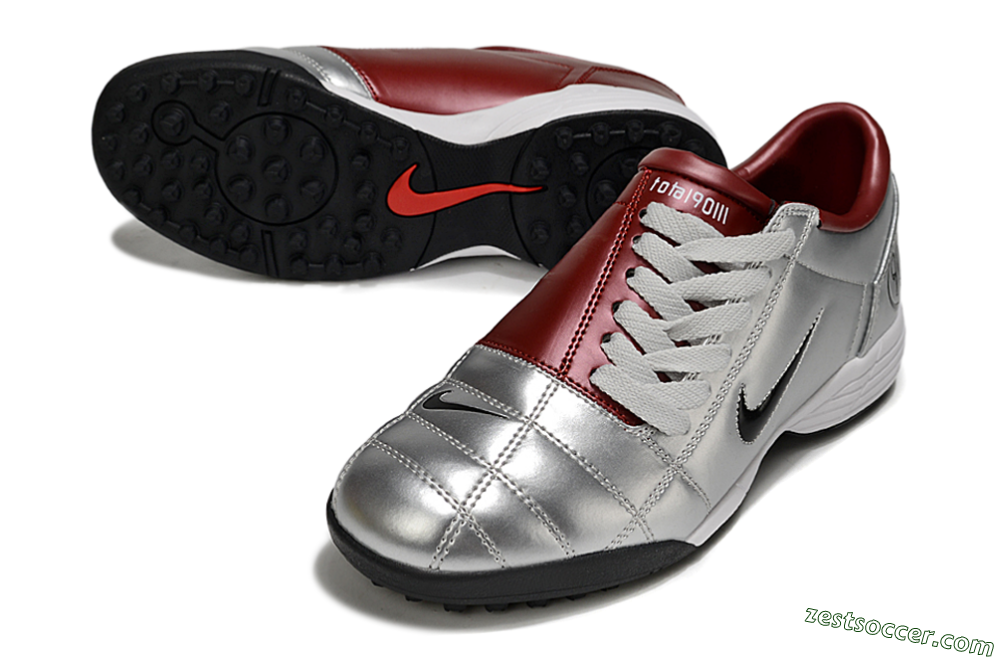 Nike Total 90 II TF Low-Tops Soccer Shoes - Silver/Black/Red 3
