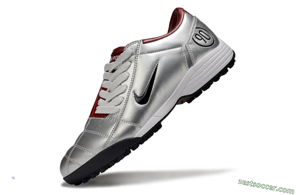 Nike Total 90 II TF Low-Tops Soccer Shoes - Silver/Black/Red 5