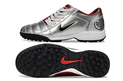 Nike Total 90 II TF Low-Tops Soccer Shoes - Silver/Black/Red