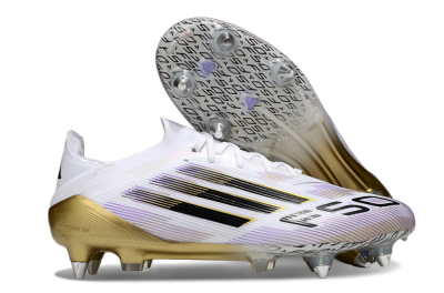 Adidas F50 Elite SG Low-Tops Soccer Cleats - White/Purple/Gold