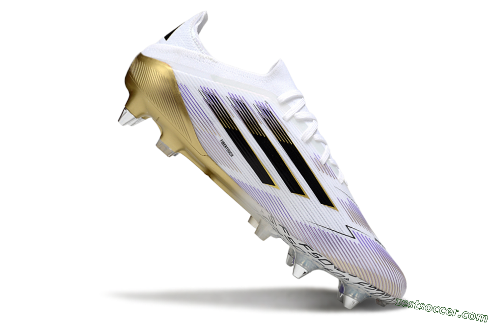 Adidas F50 Elite SG Low-Tops Soccer Cleats - White/Purple/Gold 4