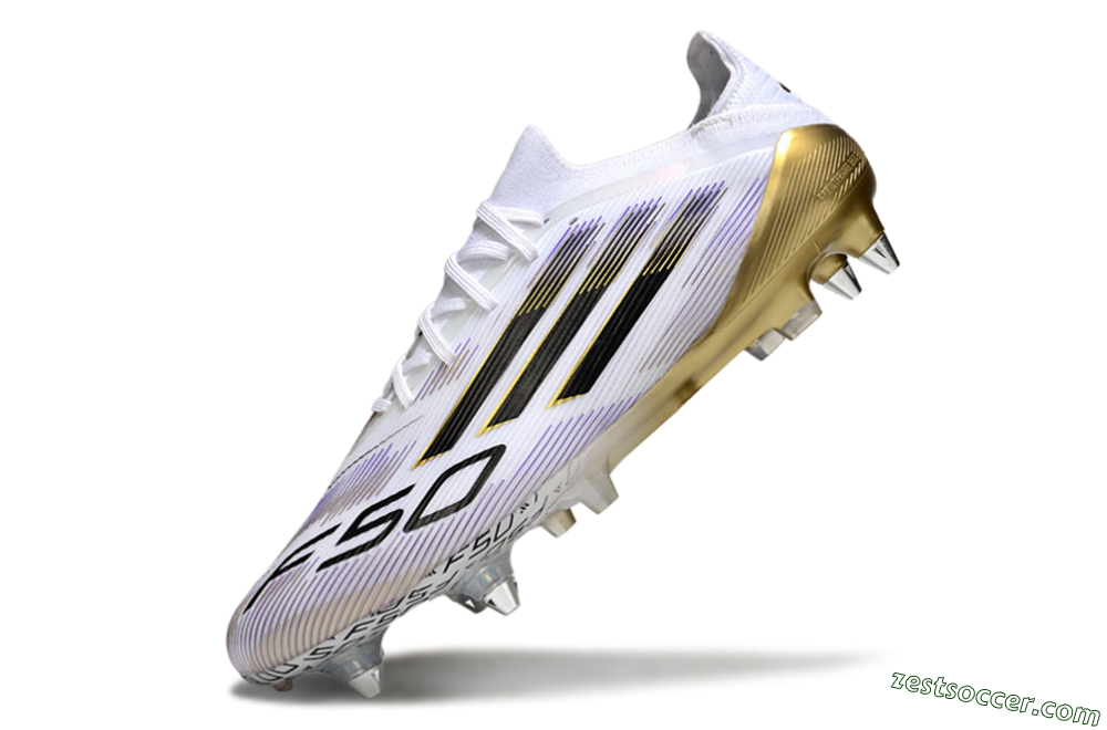 Adidas F50 Elite SG Low-Tops Soccer Cleats - White/Purple/Gold 5