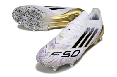 Adidas F50 Elite SG Low-Tops Soccer Cleats - White/Purple/Gold