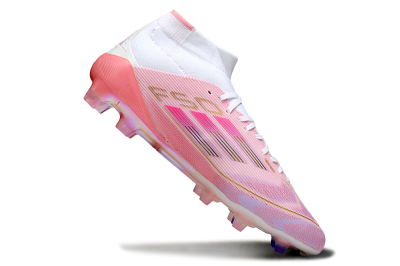 Adidas F50 Elite Mid FG High-Tops Soccer Cleats - Pink/Gold/White