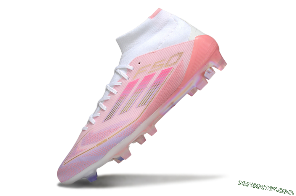 Adidas F50 Elite Mid FG High-Tops Soccer Cleats - Pink/Gold/White 5