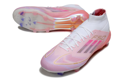Adidas F50 Elite Mid FG High-Tops Soccer Cleats - Pink/Gold/White