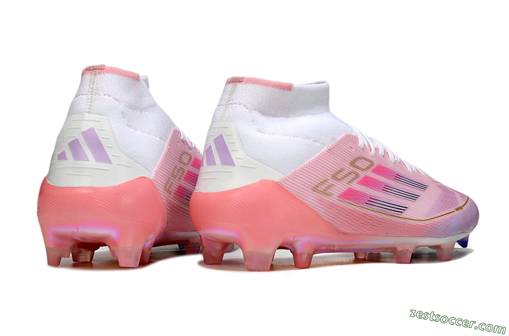 Adidas F50 Elite Mid FG High-Tops Soccer Cleats - Pink/Gold/White 6