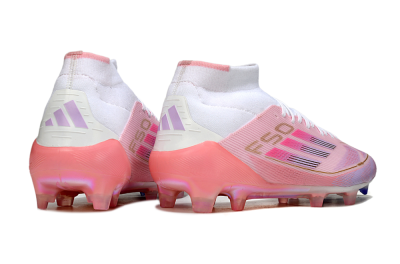 Adidas F50 Elite Mid FG High-Tops Soccer Cleats - Pink/Gold/White
