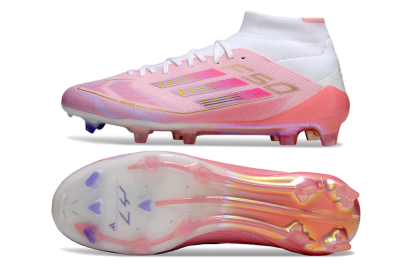 Adidas F50 Elite Mid FG High-Tops Soccer Cleats - Pink/Gold/White