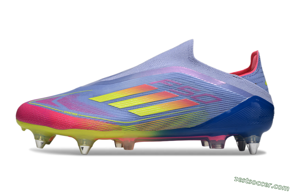 Adidas F50 Elite Laceless SG Low-Tops Soccer Cleats - Blue/Yellow/Pink 2
