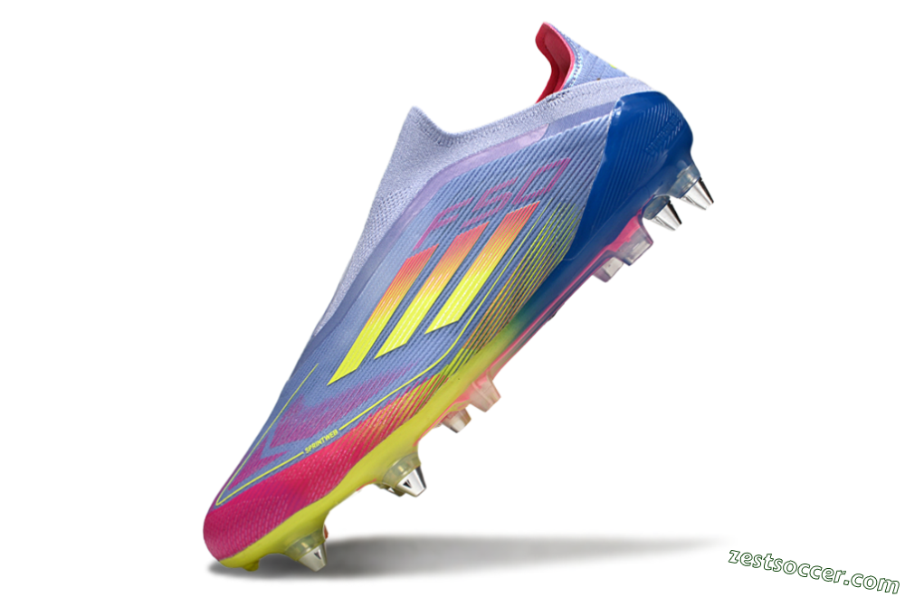Adidas F50 Elite Laceless SG Low-Tops Soccer Cleats - Blue/Yellow/Pink 5