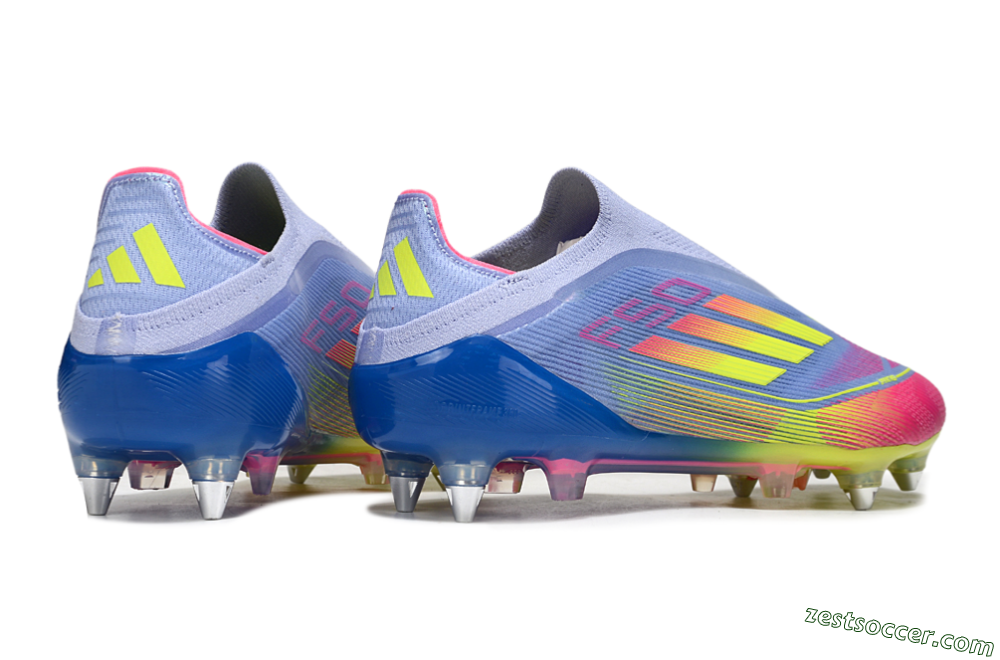 Adidas F50 Elite Laceless SG Low-Tops Soccer Cleats - Blue/Yellow/Pink 6