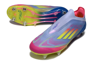 Adidas F50 Elite Laceless SG Low-Tops Soccer Cleats - Blue/Yellow/Pink