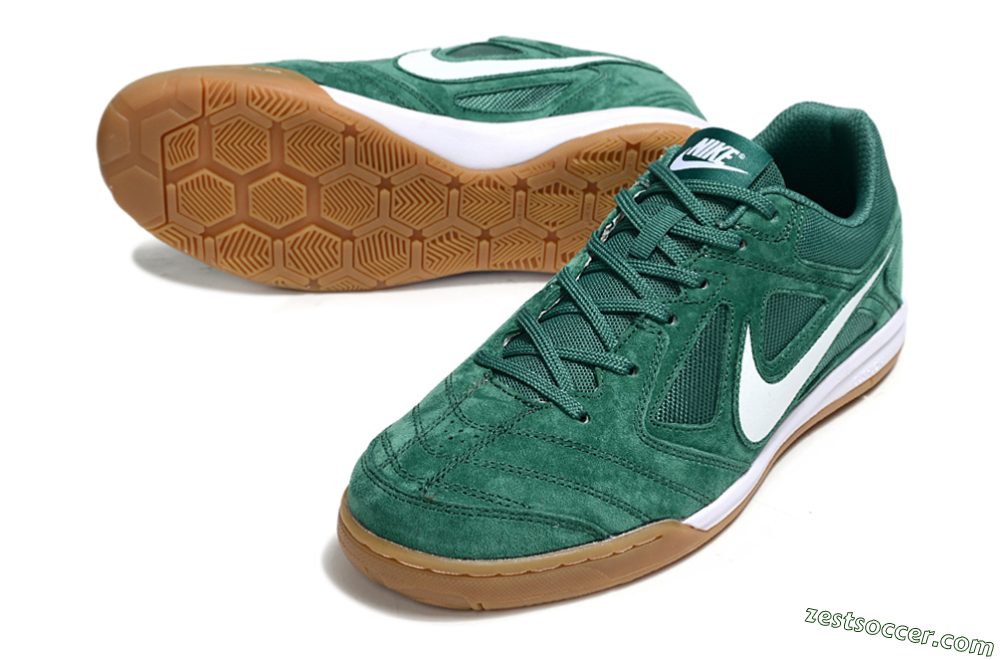 Nike Lunar Gato 2 IC Low-Tops Soccer Shoes - Green/White/Brown 3
