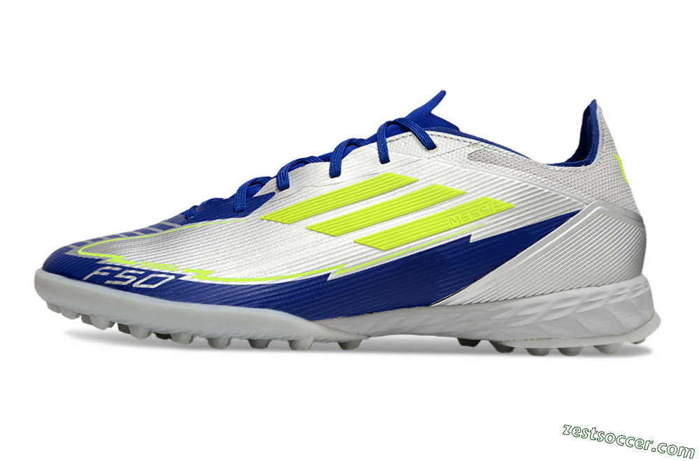 Adidas F50 Pro TF Low-Tops Soccer Shoes - Silver/Blue/Yellow 2