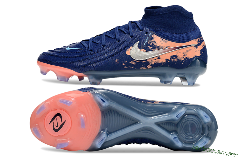 Nike Phantom Luna Elite FG High-Tops Soccer Cleats - Blue/White/Orange 1