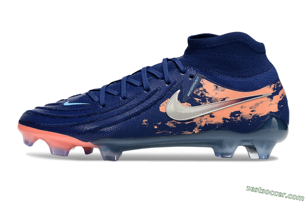 Nike Phantom Luna Elite FG High-Tops Soccer Cleats - Blue/White/Orange 2