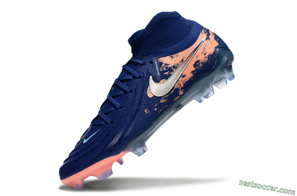 Nike Phantom Luna Elite FG High-Tops Soccer Cleats - Blue/White/Orange 5