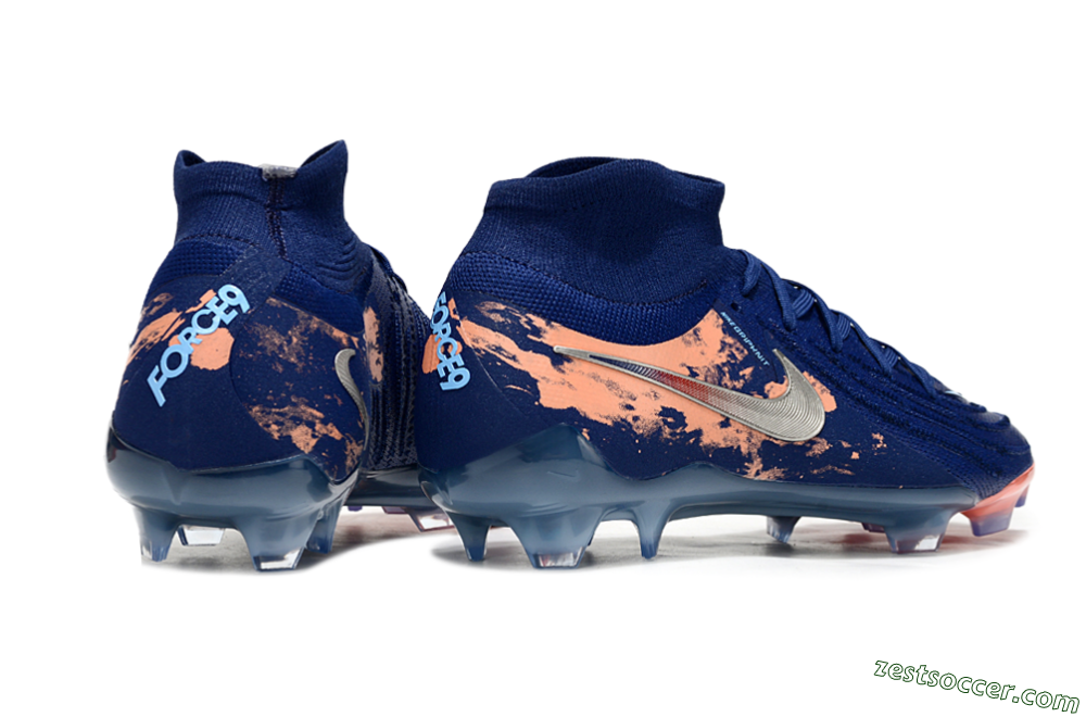 Nike Phantom Luna Elite FG High-Tops Soccer Cleats - Blue/White/Orange 6